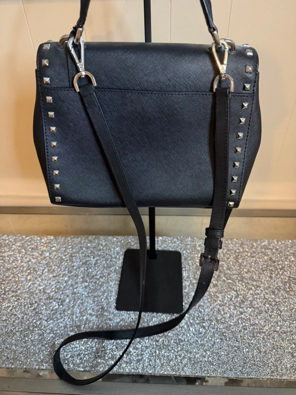 ⭐️Michael Kors Black Studded‎ Top-Handle Crossbody Bag